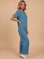 Damen-Set mit Kurzarmtop und weiter Hose