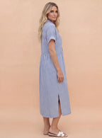 Damen Bequemes Plissiertes Midikleid – Entspannte Elegante Passform