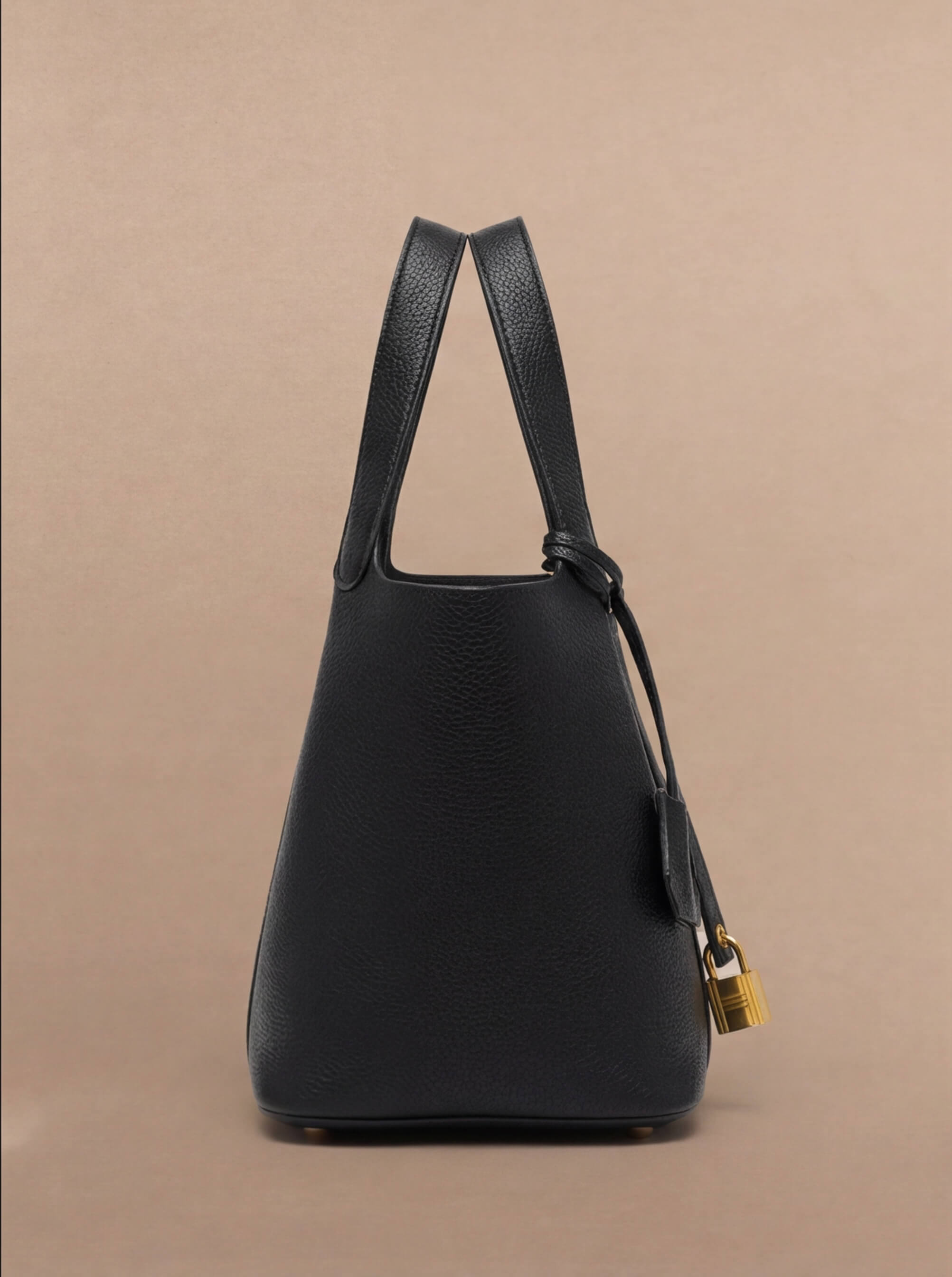 Damen Handtasche – Luxus Bucket Bag mit Goldschloss