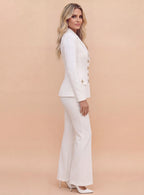 Taillierter Denim Blazer & Schlaghose Set