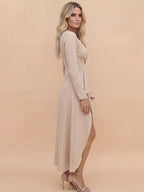 Robe midi asymétrique pour femme avec décolleté en V