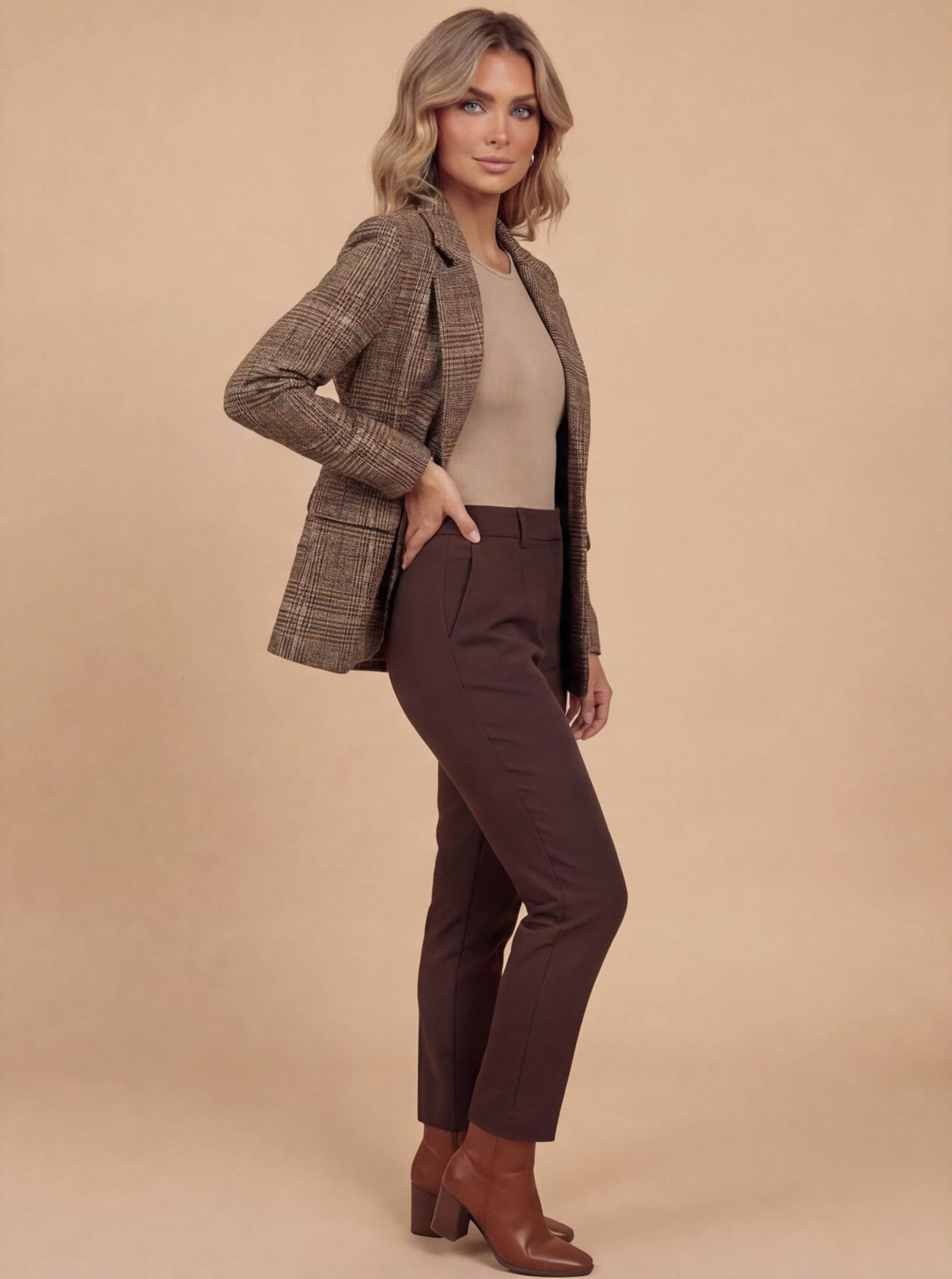 Damen Karierter Blazer – Taillierte Passform & Zeitlose Eleganz