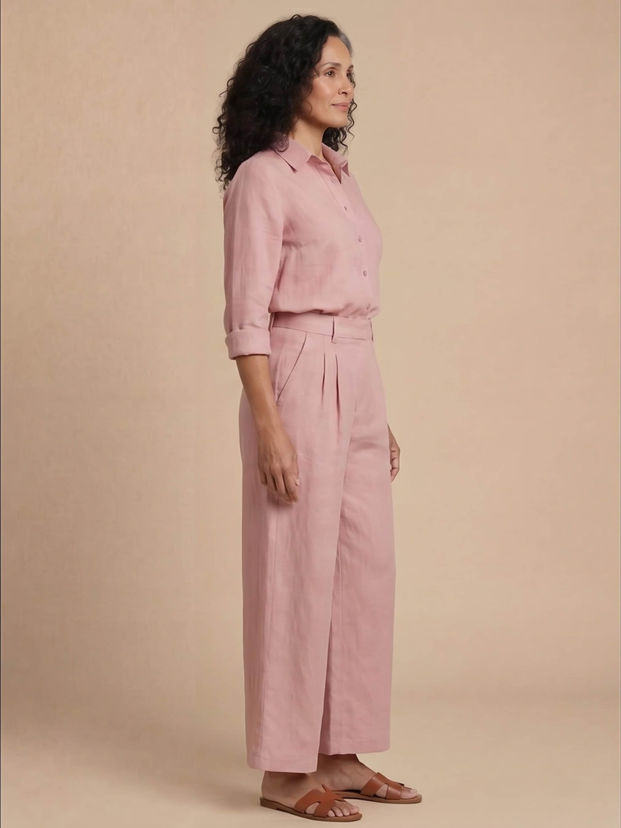 Damen-Set mit Hemdbluse und weiter Hose