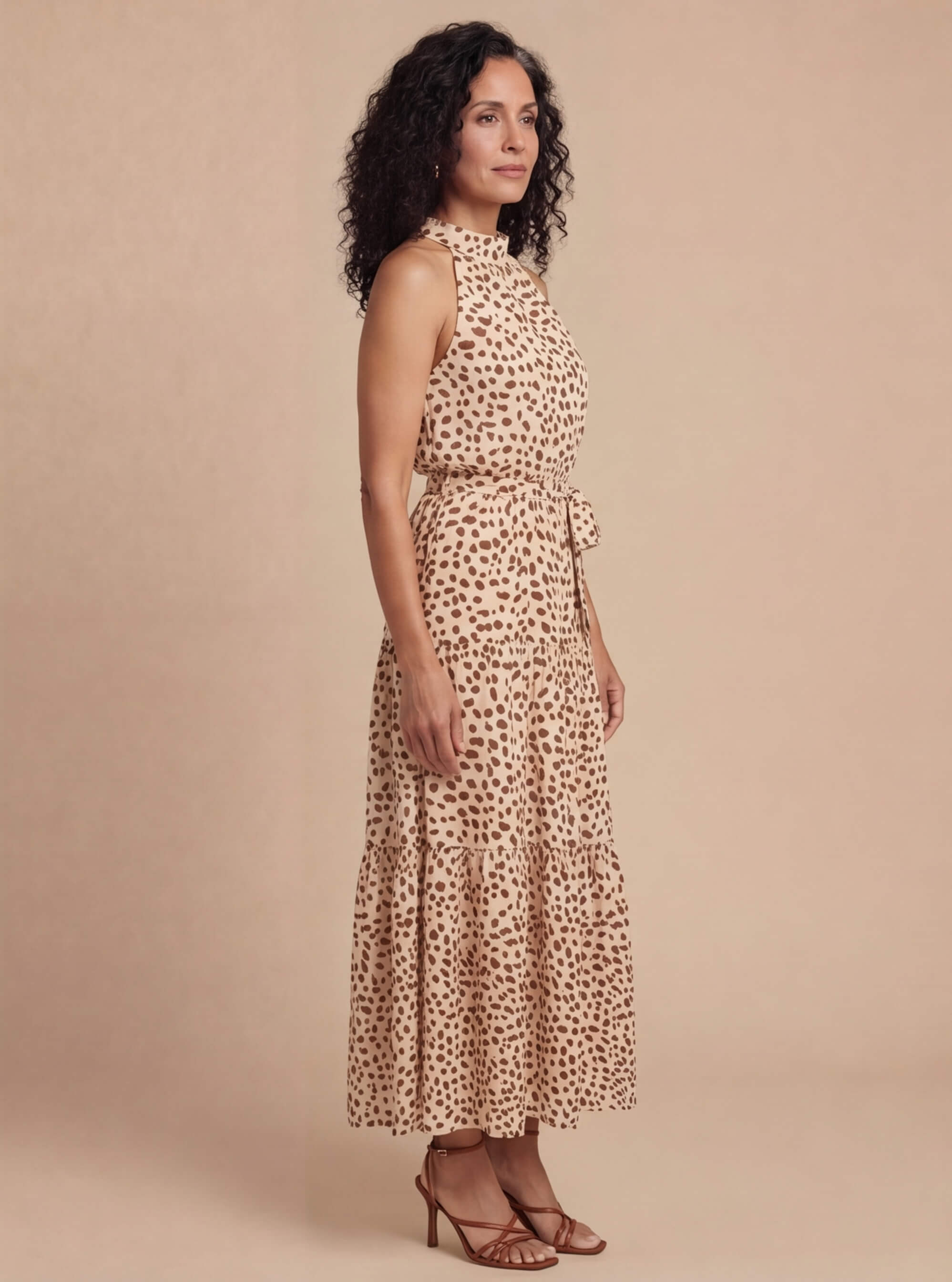 Damen Kleid – Halterneck A-Linien Maxikleid