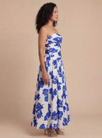 Abito Maxy Floreale Senza Spalline da Donna – Eleganza in Movimento