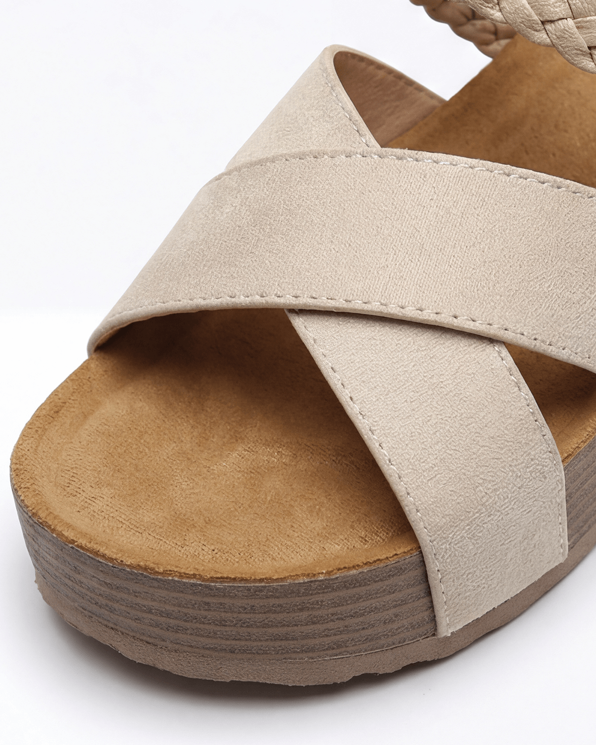 Damen Plateau Slides mit Geflochtenem Riemen