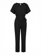 Damen-Jumpsuit mit Bindegürtel – Weites Bein & Elegante Silhouette