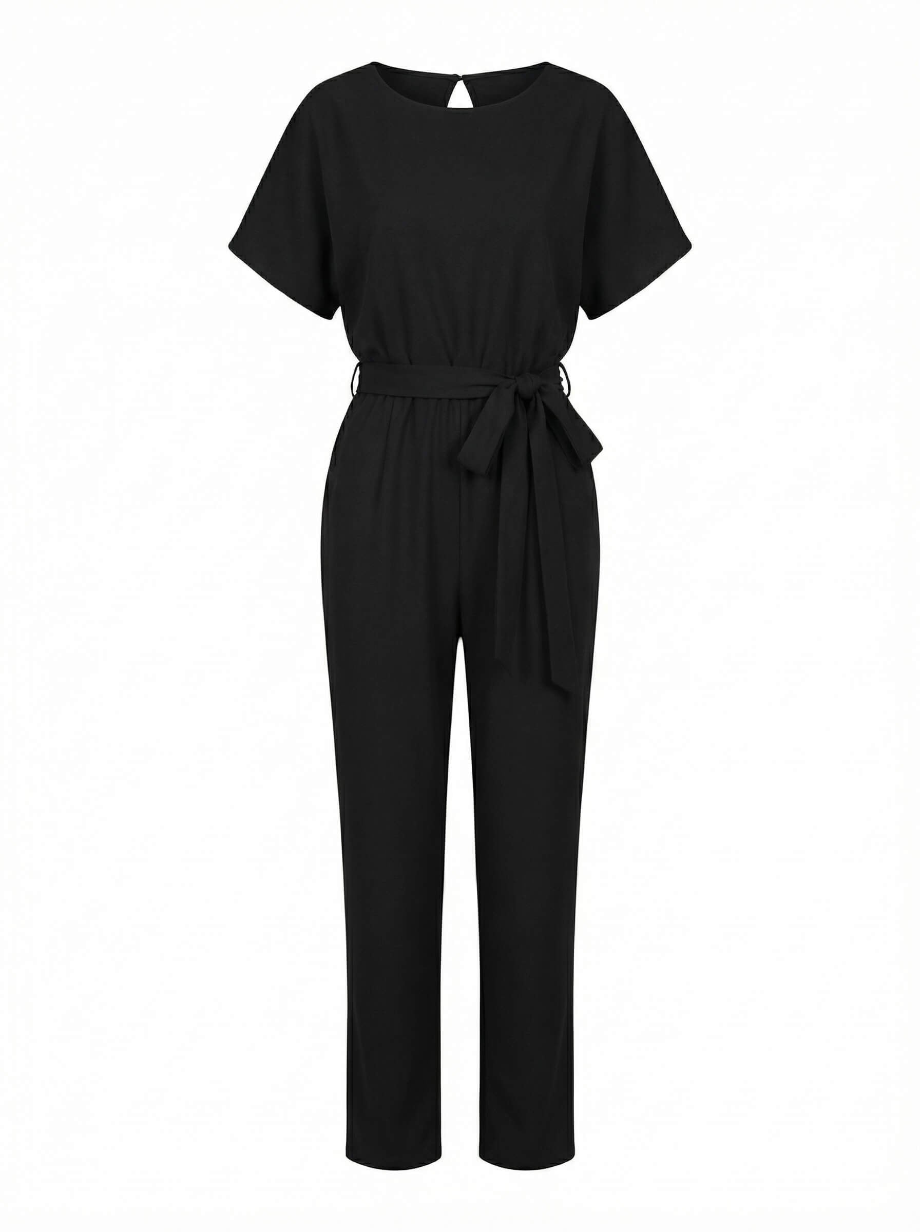 Damen-Jumpsuit mit Bindegürtel – Weites Bein & Elegante Silhouette