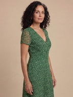 Damen A-Linien Kleid – Elegantes V-Ausschnitt Midi Kleid