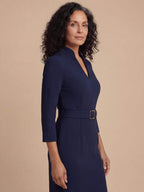 Elegantes Damen Etui-Midi-Kleid mit Gürtel