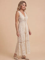 Damen Sommer Maxikleid – Boho Spitze Eleganz