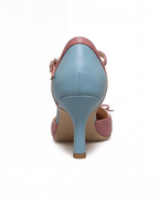 Damen High Heels mit Knöchelriemen – Pastell Colorblock mit Schleife