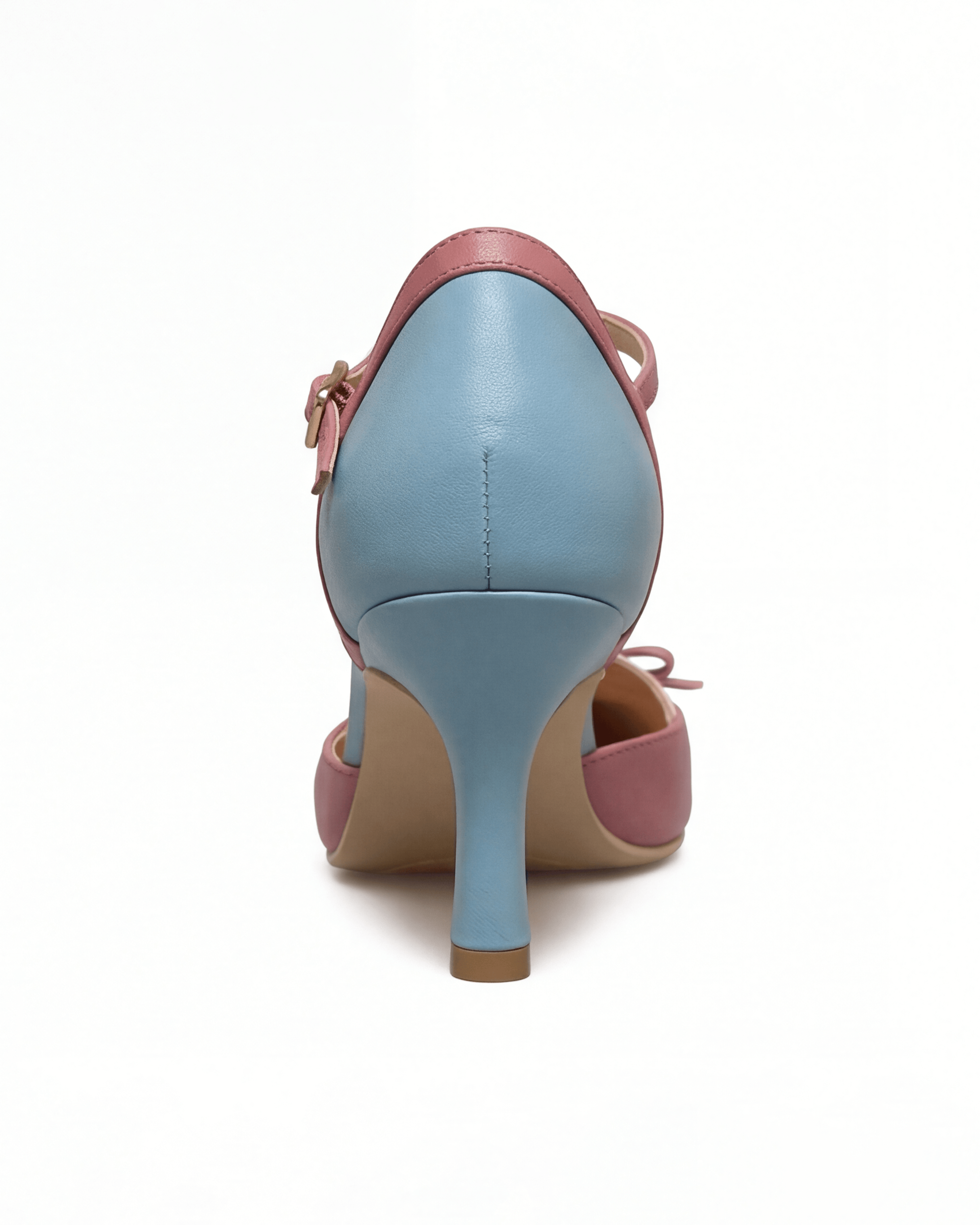 Damen High Heels mit Knöchelriemen – Pastell Colorblock mit Schleife