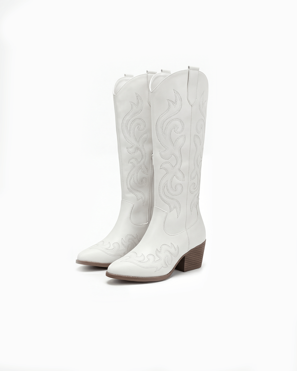Botas altas hasta la rodilla para mujer con tacón: bordado vaquero