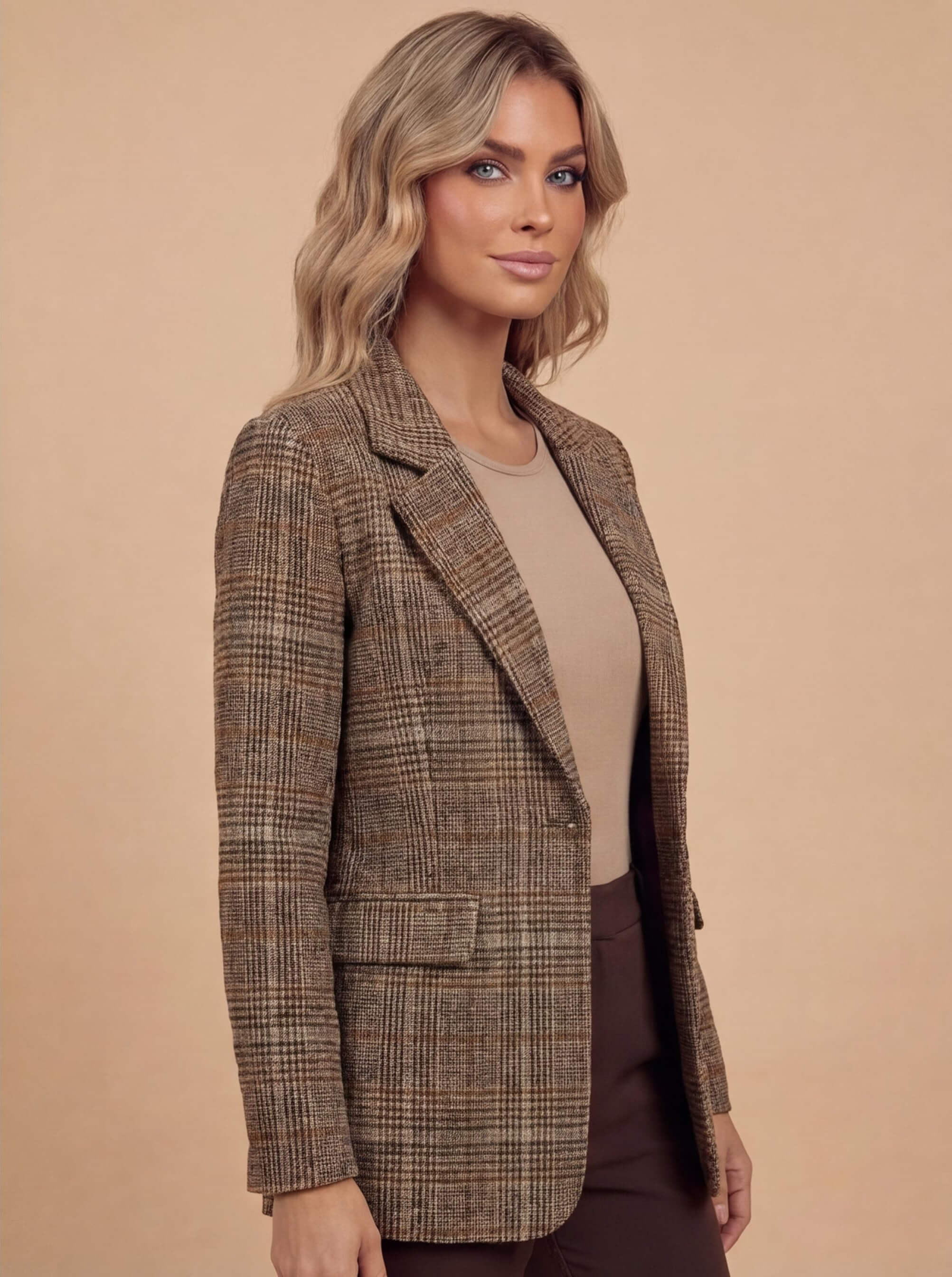 Damen Karierter Blazer – Taillierte Passform & Zeitlose Eleganz