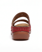 Damen Mule-Sandalen flach mit Cutout-Doppelriemen