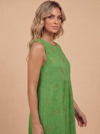 Besticktes ärmelloses Midi-Kleid für Damen