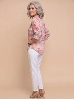 Damenbluse mit Blumenmuster und Knopfleiste