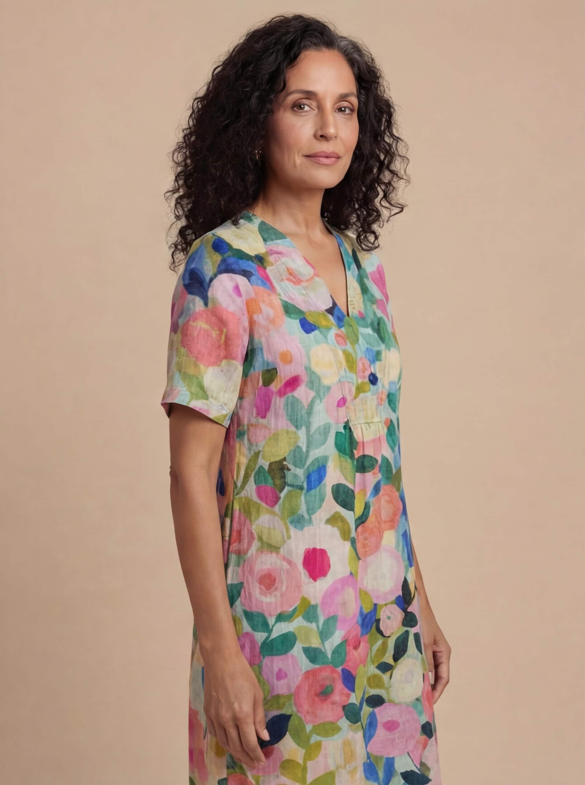 Vestido floral de verano para mujer – Vestido midi ligero con corte holgado