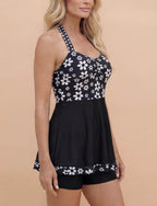 Damen-Badeanzug mit Blumenmuster und Rockteil