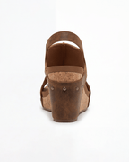 Damen Keilsandalen in Korkoptik mit Slingback-Riemen