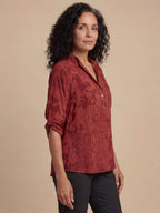 Damen Bluse mit Print und Umlegekragen