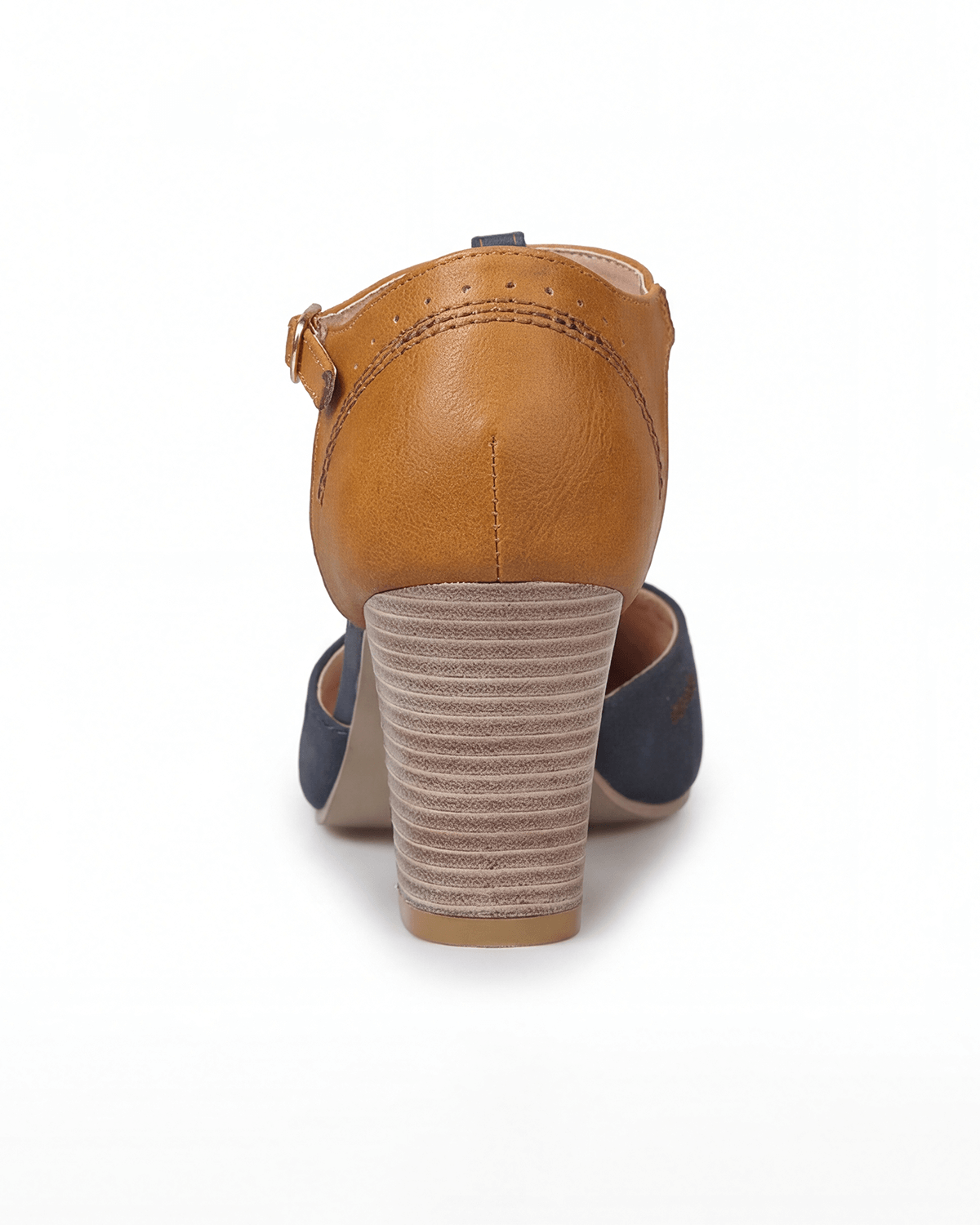 Damen Pumps mit Blockabsatz – Zweifarbige T-Riemchen