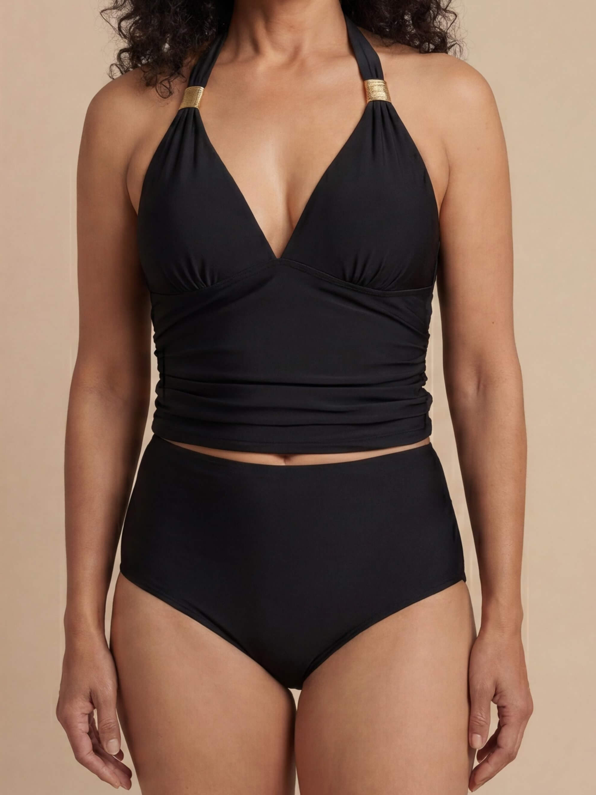 Damen-Tankini-Set mit Neckholder-Ausschnitt und High-Waist-Slip