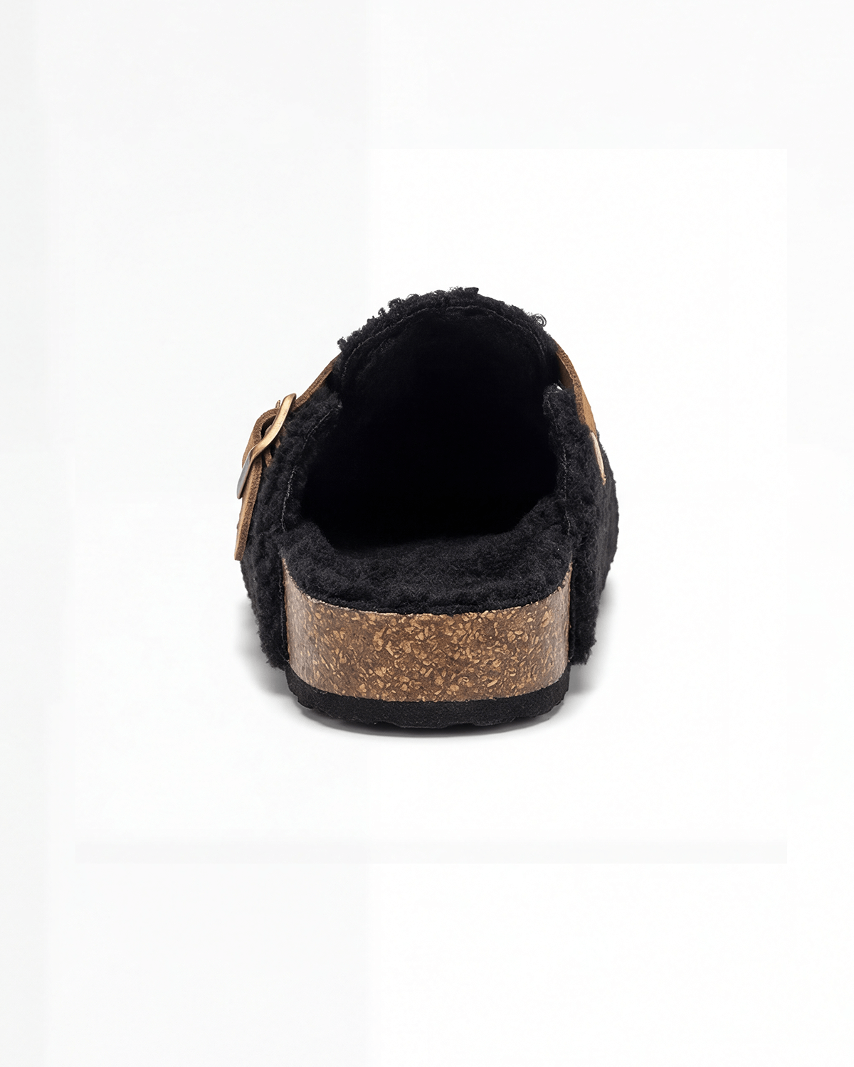 Damen Clogs in Teddy-Optik – mit Schnallenriemen
