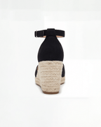 Damen Pumps mit Knöchelriemen – Espadrille-Keilabsatz