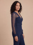 Damen Jumpsuit mit weitem Bein – Marineblau, Elegante Ausstrahlung & Mühelose Selbstsicherheit