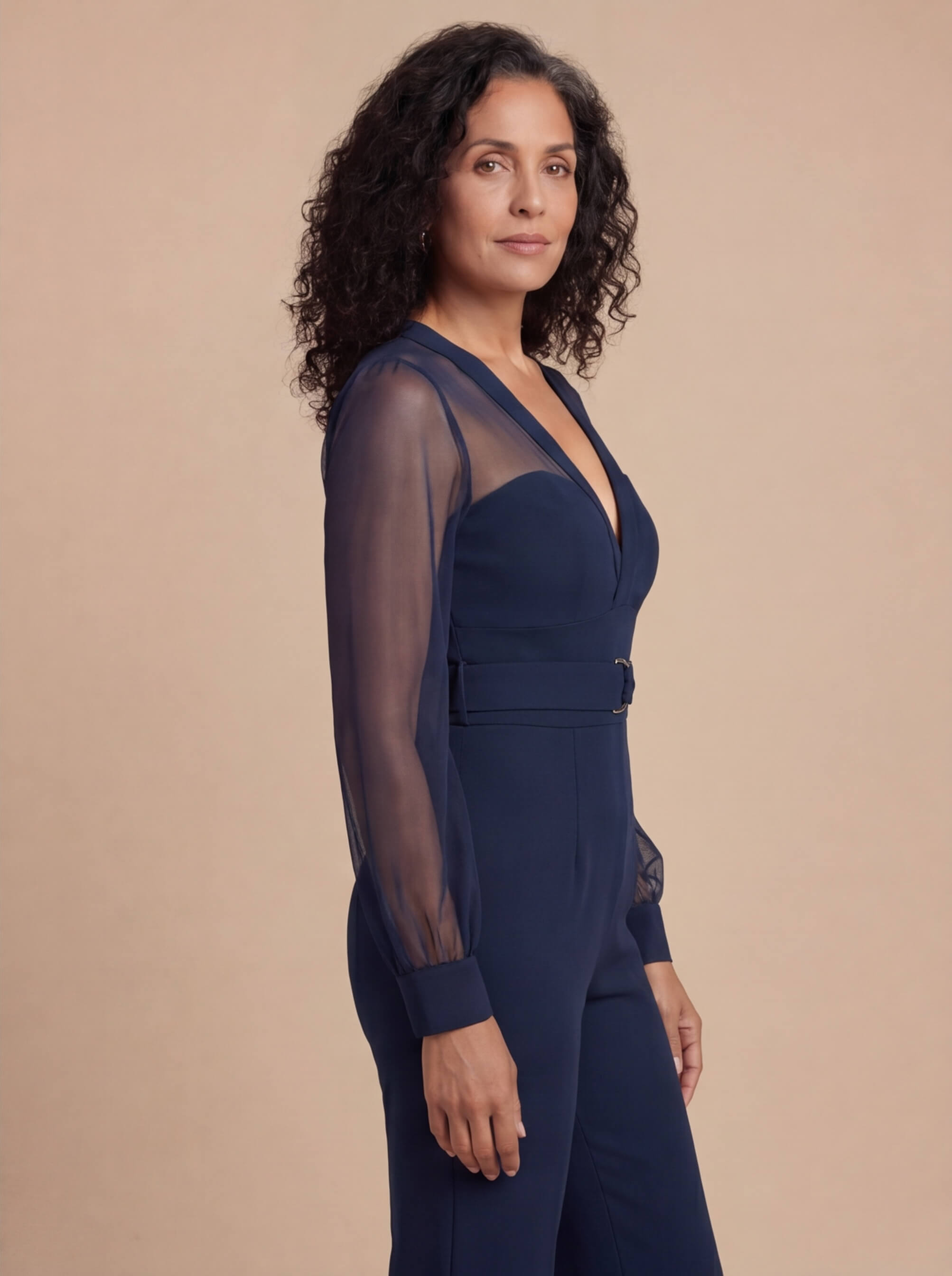 Damen Jumpsuit mit weitem Bein – Marineblau, Elegante Ausstrahlung & Mühelose Selbstsicherheit