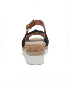 Damen Plateau-Keilsandalen – Slingback mit Knoten-Detail