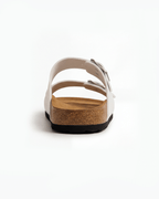 Damen Slide-Sandalen – Doppel-Schnallen mit Fußbett