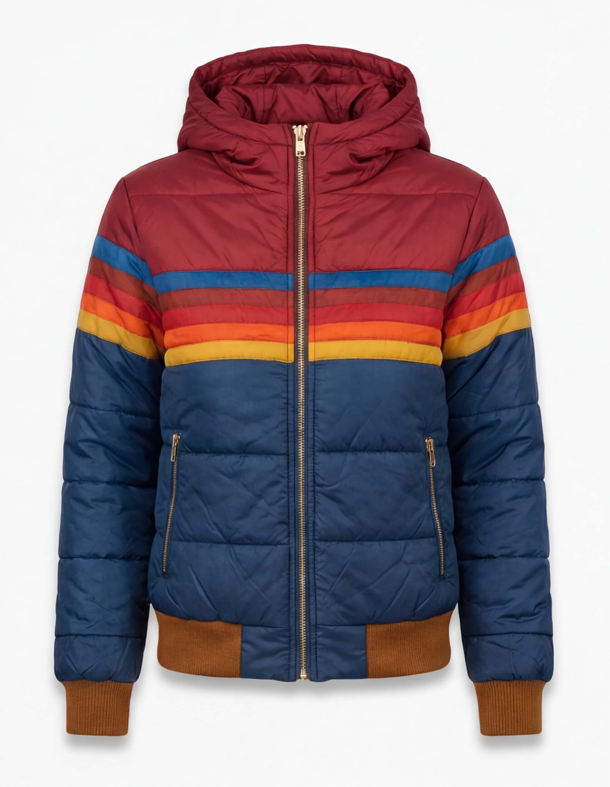 Damen Winter Stil Farbstreifen Kurzjacke