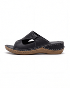 Damen Slide-Sandalen mit Kontrastnähten – Design mit Ausschnitten