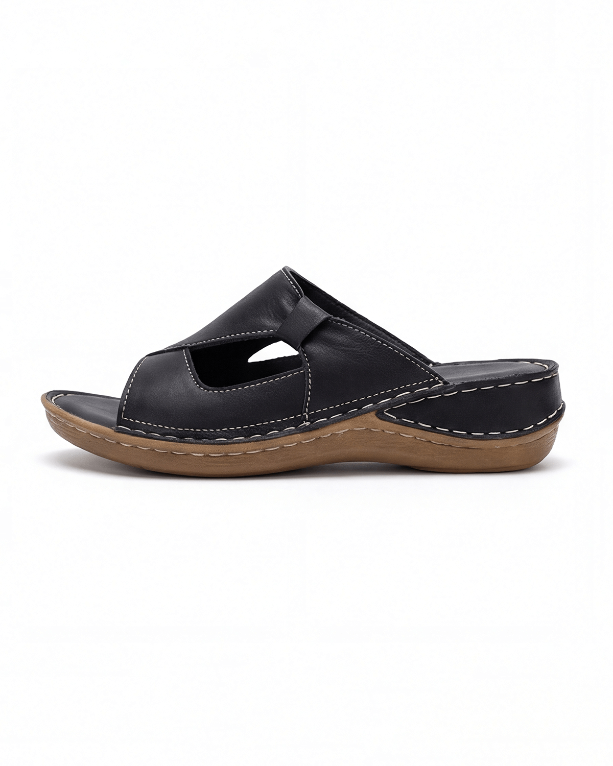 Damen Slide-Sandalen mit Kontrastnähten – Design mit Ausschnitten