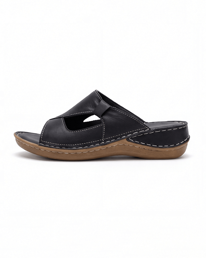 Damen Slide-Sandalen mit Kontrastnähten – Design mit Ausschnitten