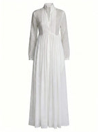 Damen-Maxi-Hemdkleid mit Knopfleiste und Falten
