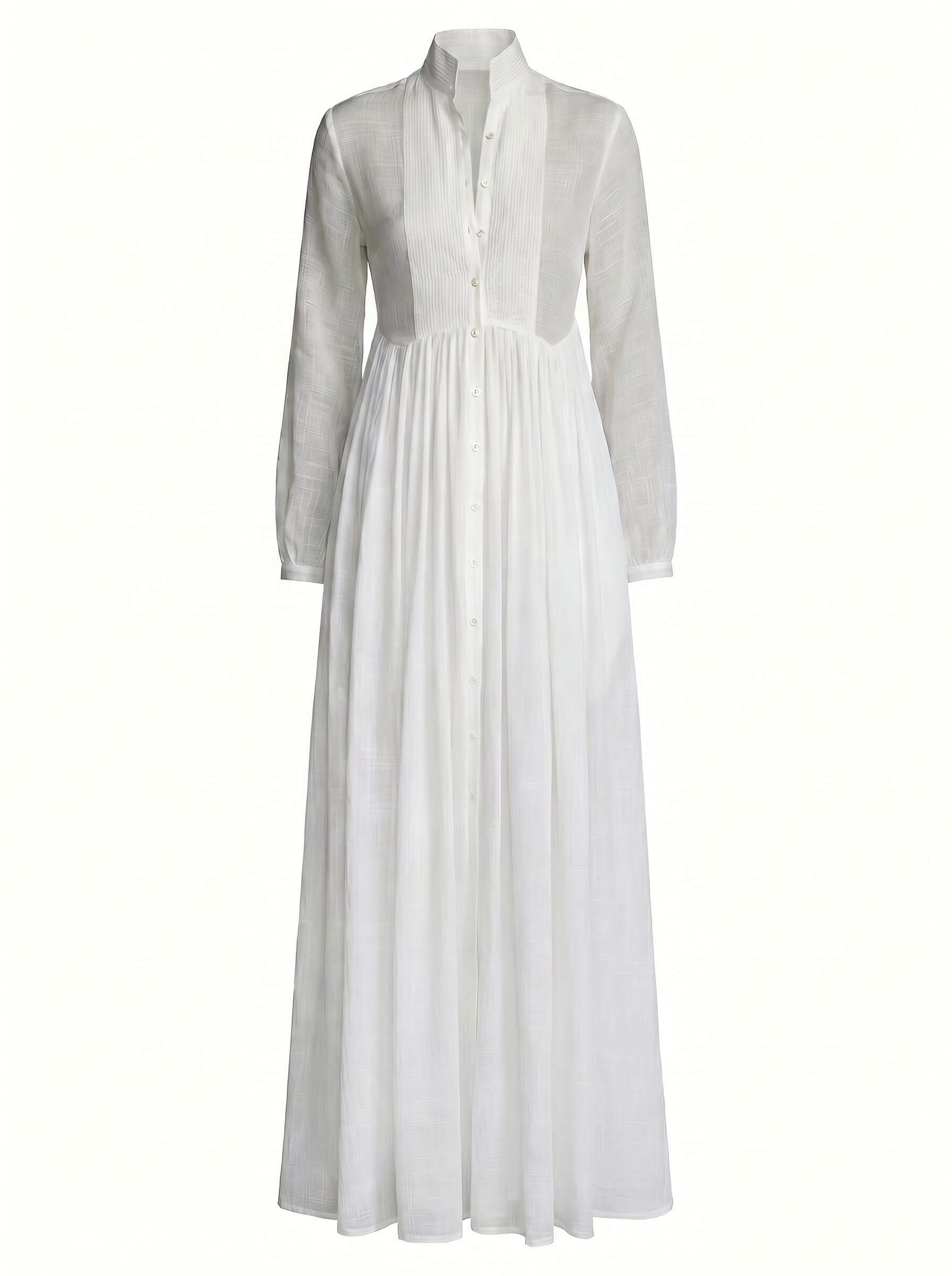 Damen-Maxi-Hemdkleid mit Knopfleiste und Falten