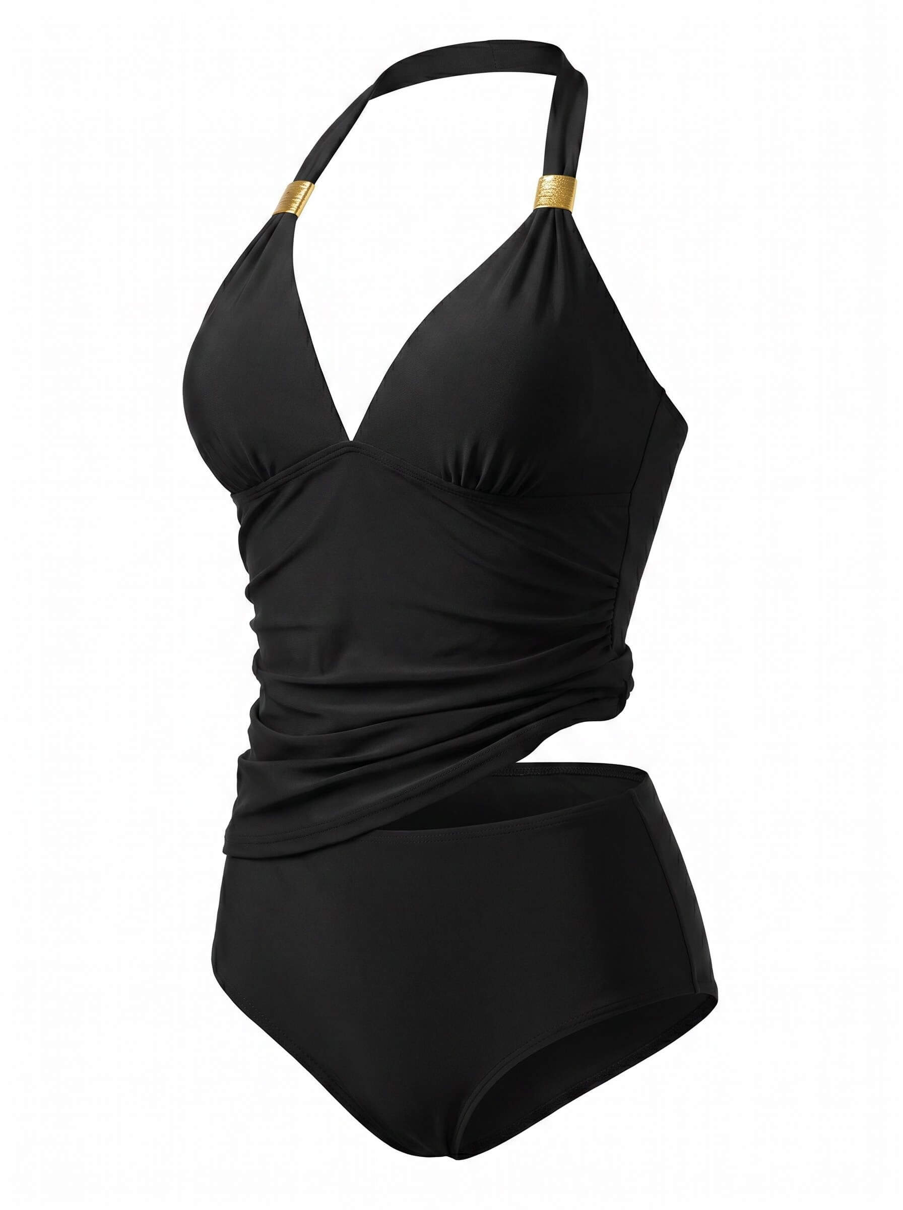 Damen-Tankini-Set mit Neckholder-Ausschnitt und High-Waist-Slip