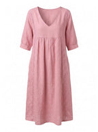 Damen-Midikleid mit V-Ausschnitt und Taschen