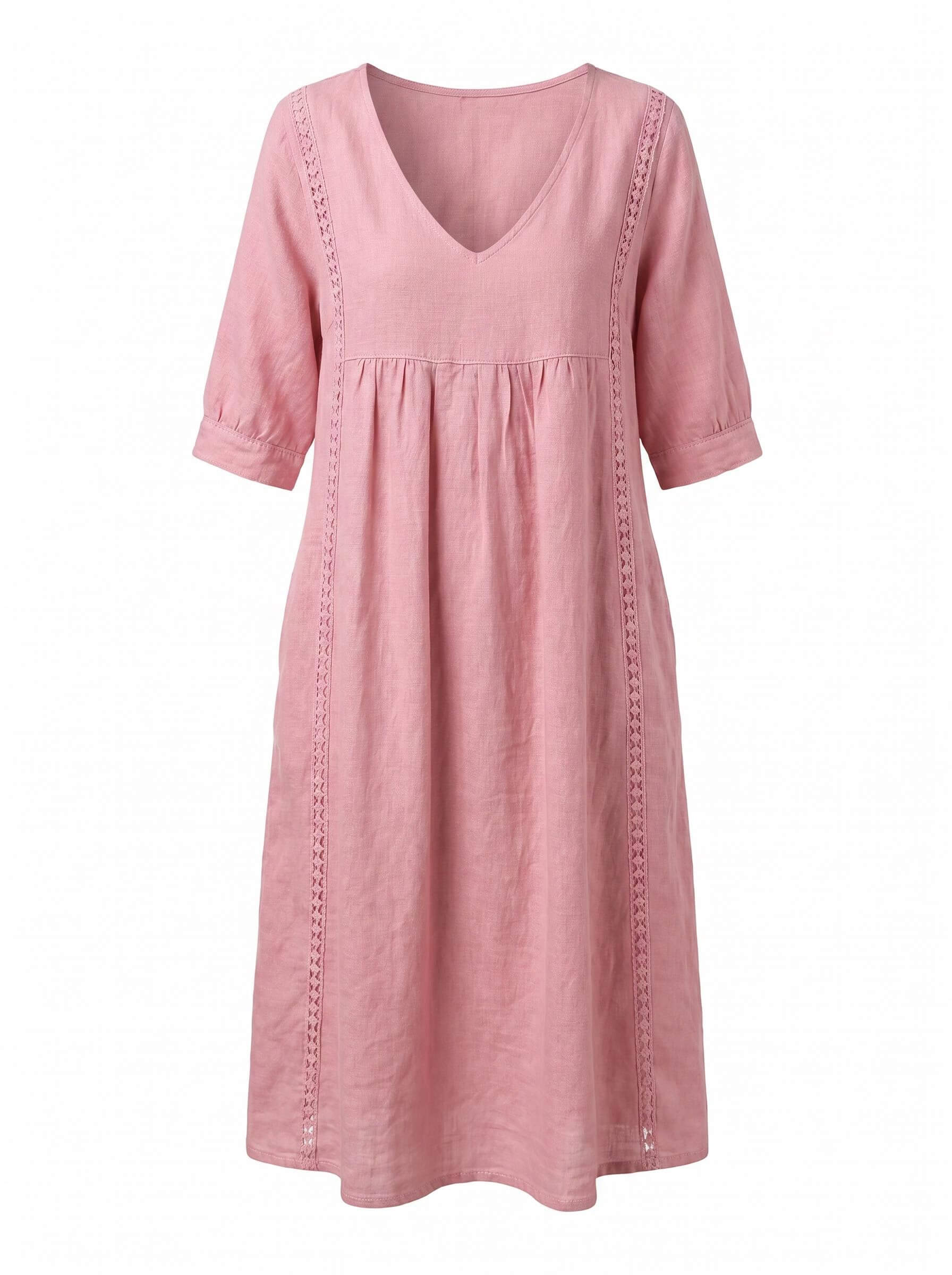 Damen-Midikleid mit V-Ausschnitt und Taschen