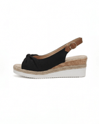 Damen Plateau-Keilsandalen – Slingback mit Knoten-Detail