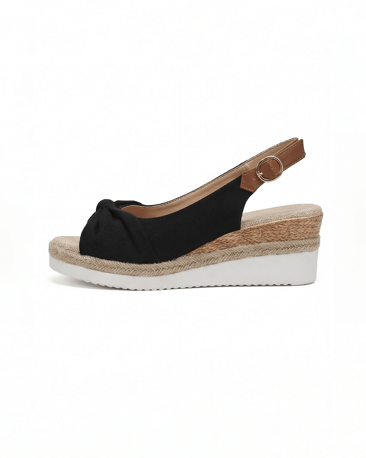 Damen Plateau-Keilsandalen – Slingback mit Knoten-Detail