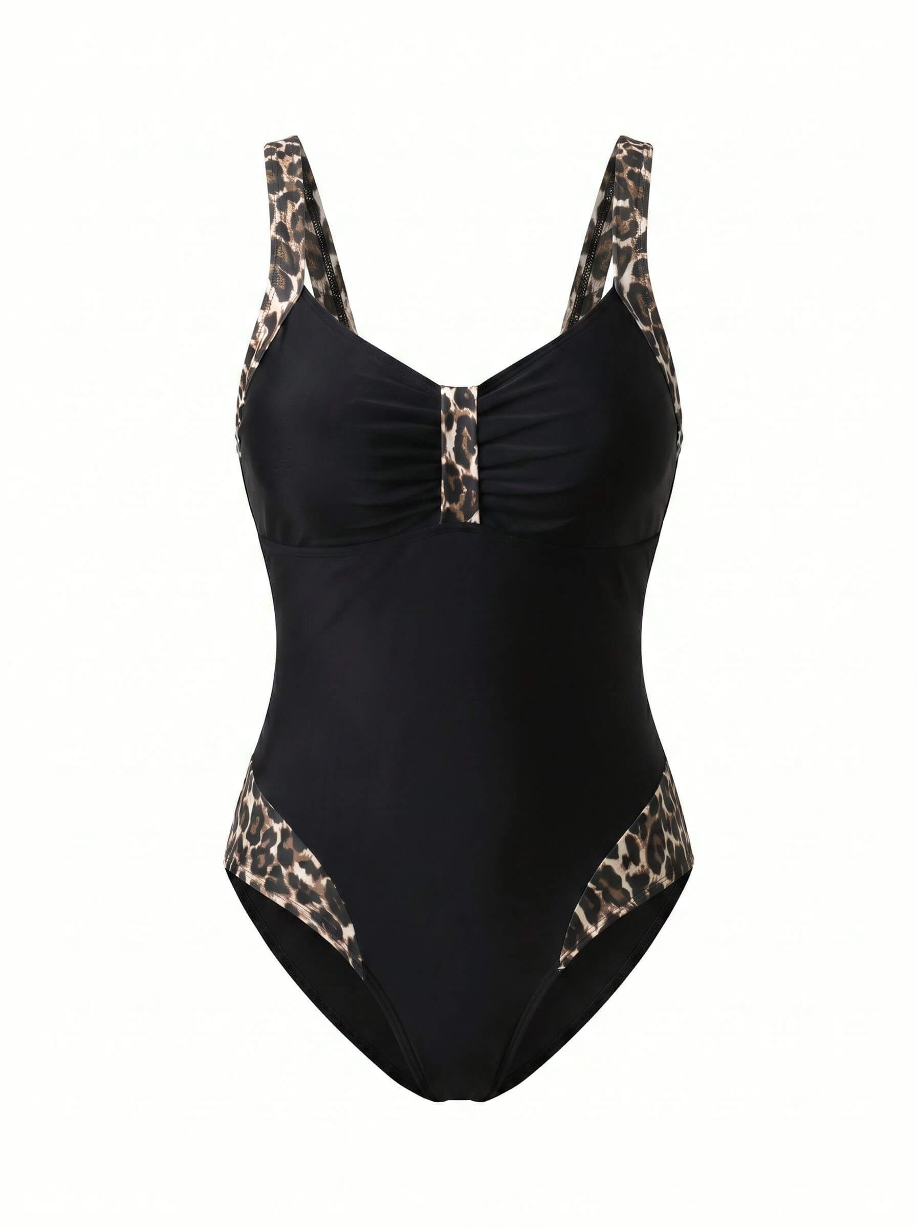 Damen-Badeanzug mit Animal-Print-Besatz