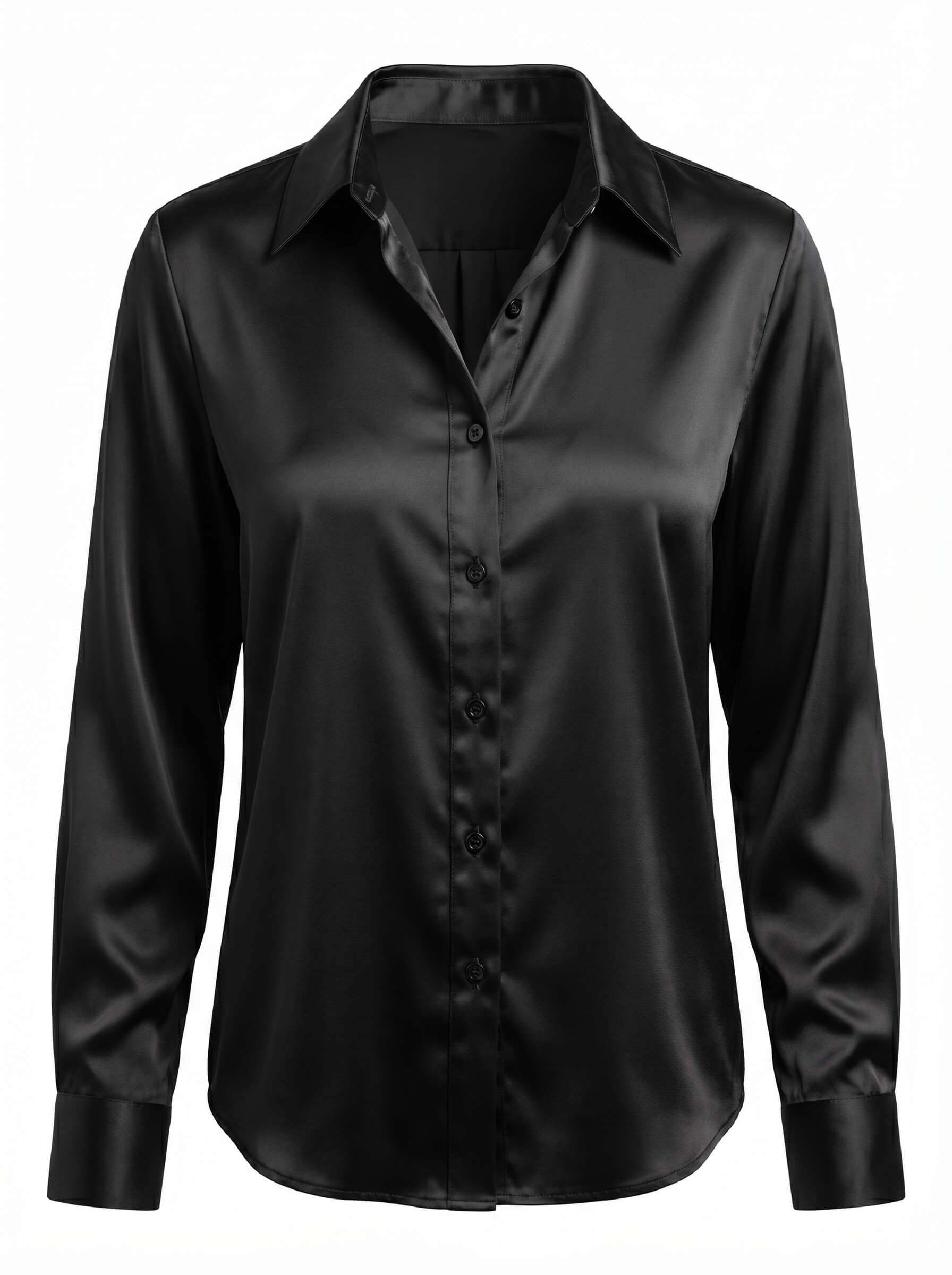 Satinbluse mit Knopfleiste und Reverskragen