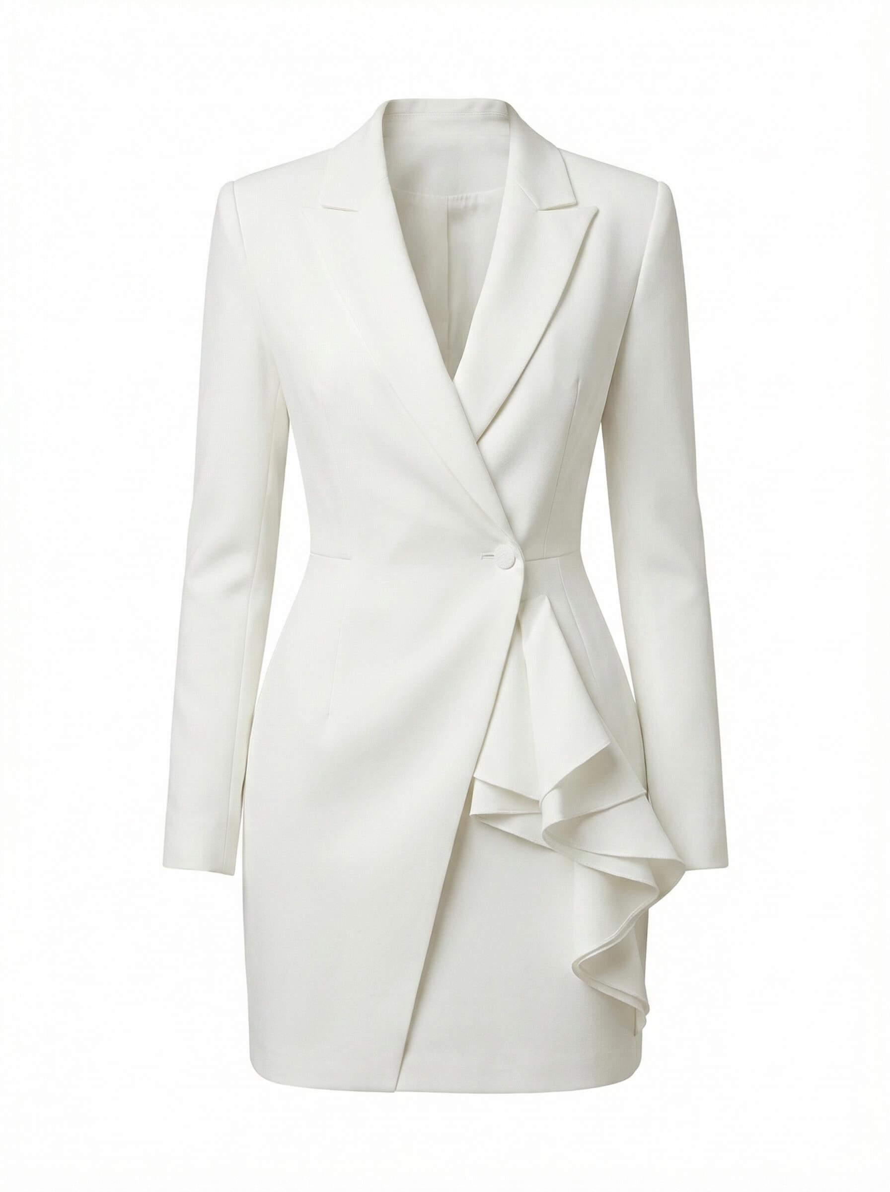 Damen Blazer Mini Kleid – Taillierter Schnitt & Rüschen-Detail