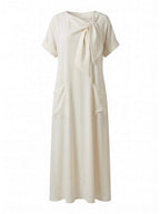 Damen-Maxikleid mit Schleifen-Ausschnitt und Taschen