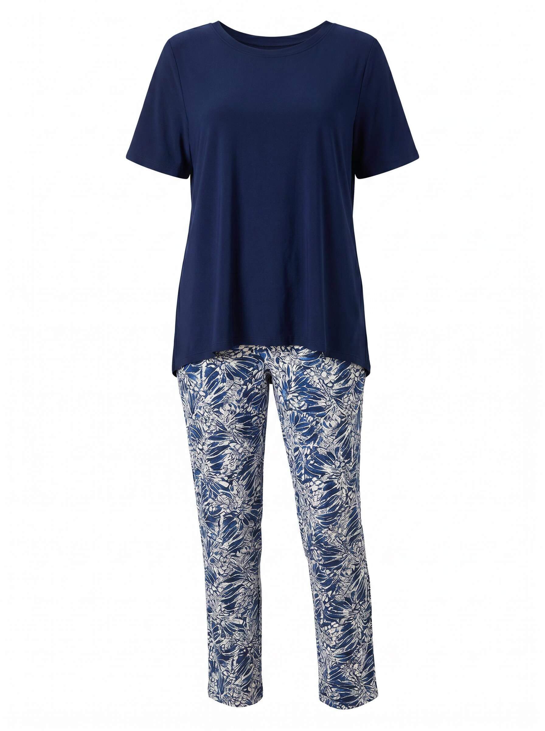 Damen-Set mit Kurzarmtop und gemusterter Hose